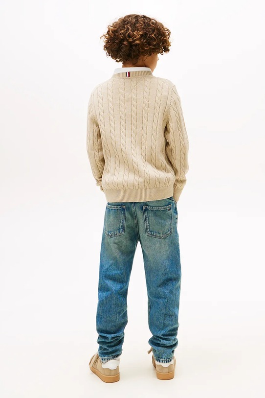 Tommy Hilfiger sweter bawełniany dziecięcy KB0KB09753.9BYA beżowy