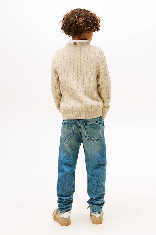 Tommy Hilfiger pulover de bumbac pentru copii KB0KB09753.9BYA bej