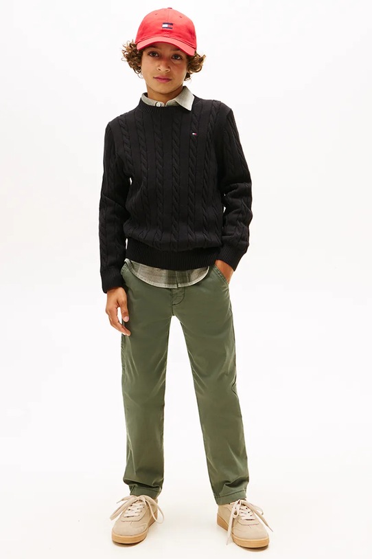 Tommy Hilfiger sweter bawełniany dziecięcy czarny KB0KB09753.9BYA