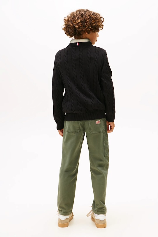 Tommy Hilfiger pulover de bumbac pentru copii KB0KB09753.9BYA negru