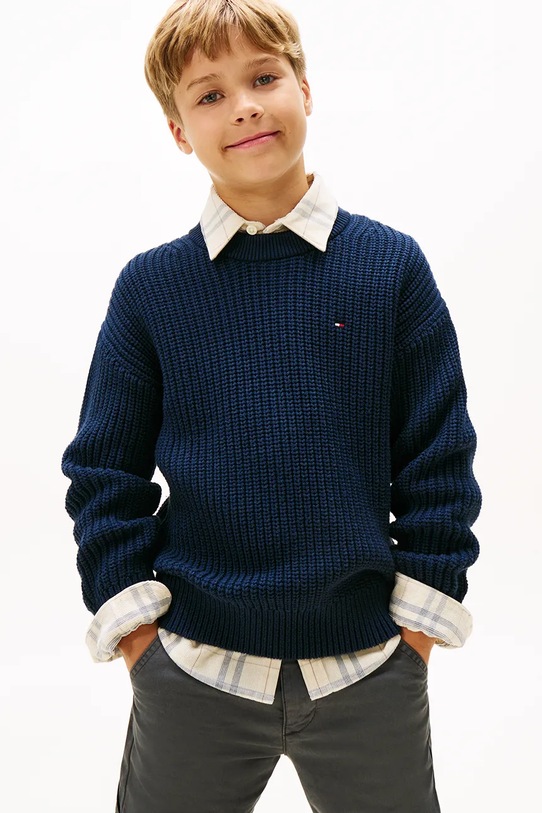 Tommy Hilfiger sweter dziecięcy wzorzyste granatowy KB0KB09908.9BYA