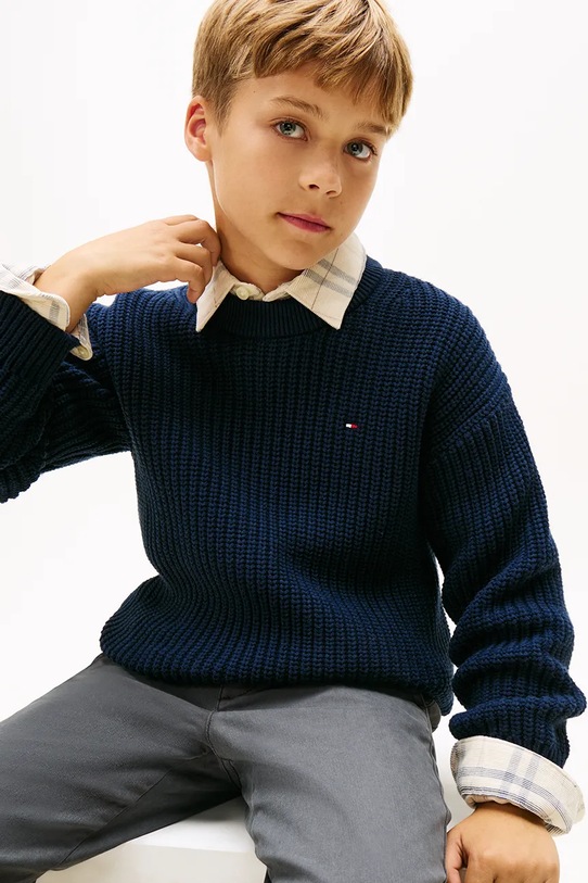 Chłopiec Tommy Hilfiger sweter dziecięcy KB0KB09908.9BYA granatowy