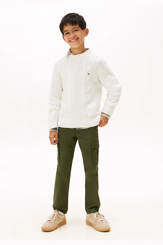 Tommy Hilfiger sweter bawełniany dziecięcy biały KB0KB09910.9BYA