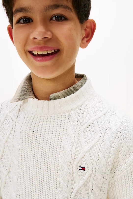 Tommy Hilfiger sweter bawełniany dziecięcy KB0KB09910.9BYA biały