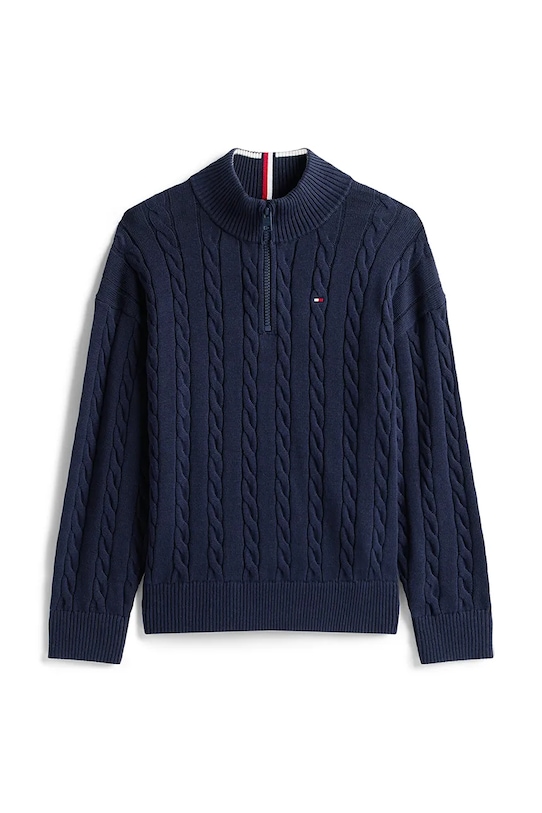 Tommy Hilfiger pulover de bumbac pentru copii KB0KB09971.9BYA bleumarin AW25