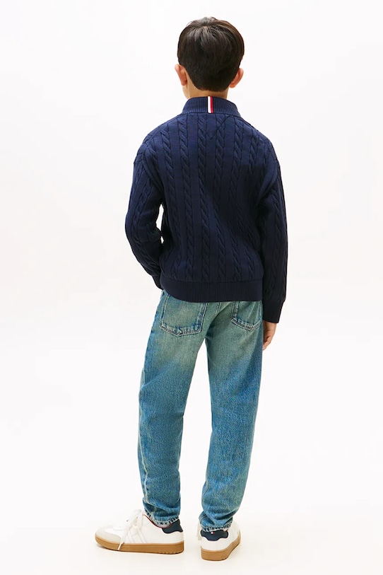 Tommy Hilfiger pulover de bumbac pentru copii bleumarin KB0KB09971.9BYA