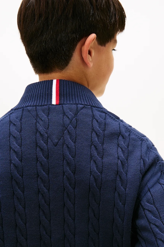 Tommy Hilfiger pulover de bumbac pentru copii KB0KB09971.9BYA bleumarin