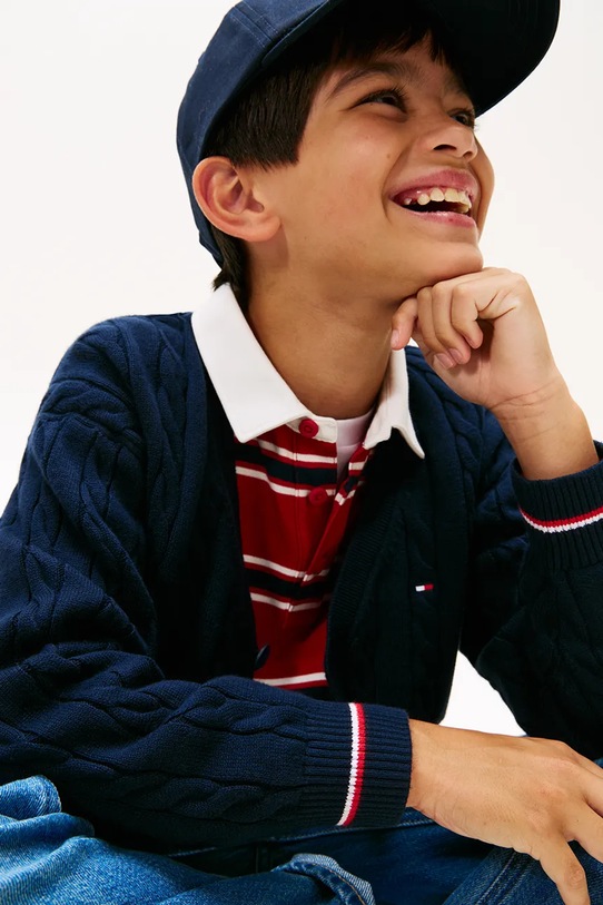 Tommy Hilfiger cardigan din bumbac pentru copii KB0KB09972.104.122.9BYA bleumarin