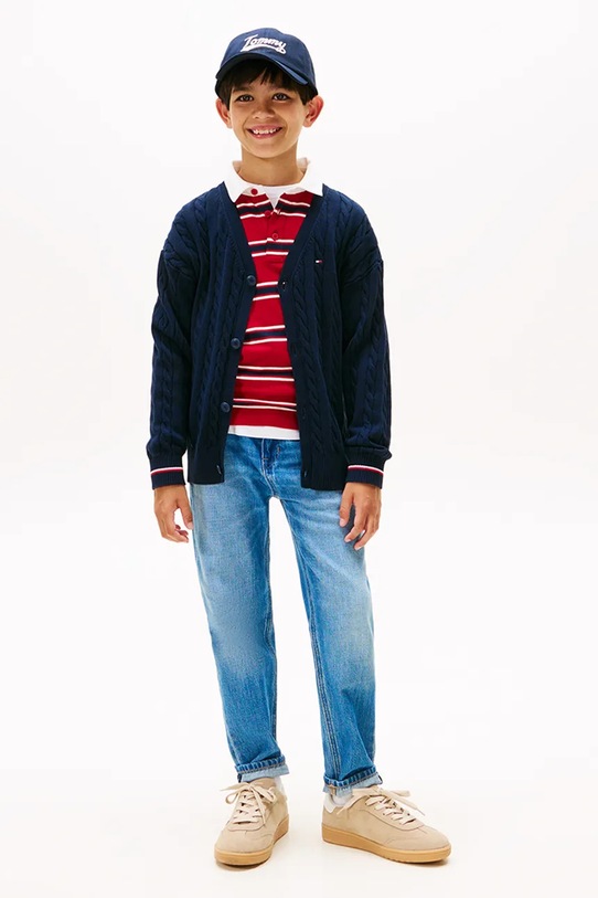 Chłopiec Tommy Hilfiger kardigan bawełniany dziecięcy KB0KB09972.128.176.9BYA granatowy