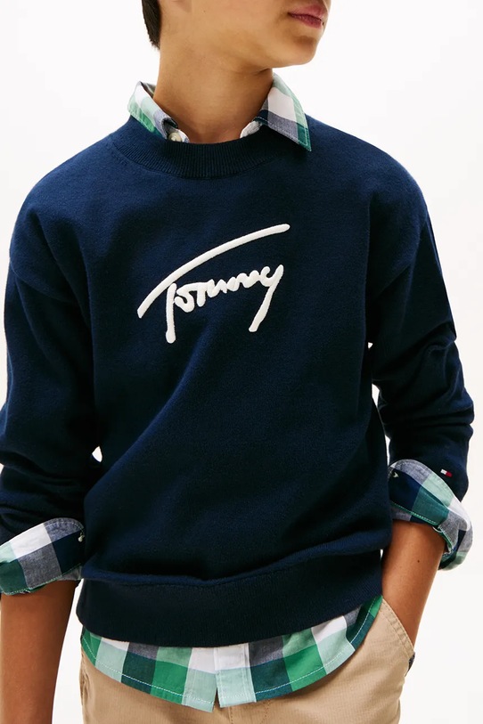 Αγορίστικα Παιδικό βαμβακερό πουλόβερ Tommy Hilfiger KB0KB09974.9BYA σκούρο μπλε