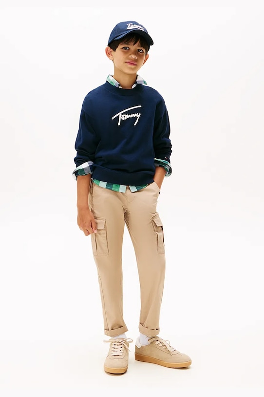 Дитячий бавовняний светр Tommy Hilfiger темно-синій KB0KB09974.9BYA