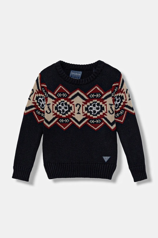 Guess sweter bawełniany wzorzyste granatowy N5BR12.Z2NN0.9BYA