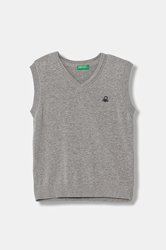 United Colors of Benetton vestă din bumbac pentru copii uni gri 120YC400O.G.seasonal