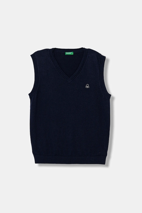 United Colors of Benetton vestă din bumbac pentru copii uni bleumarin 120YC400O.G.seasonal