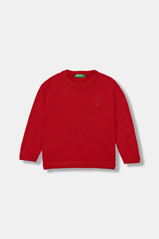 United Colors of Benetton pulover de bumbac pentru copii uni rosu 120YG100X.P.seasonal