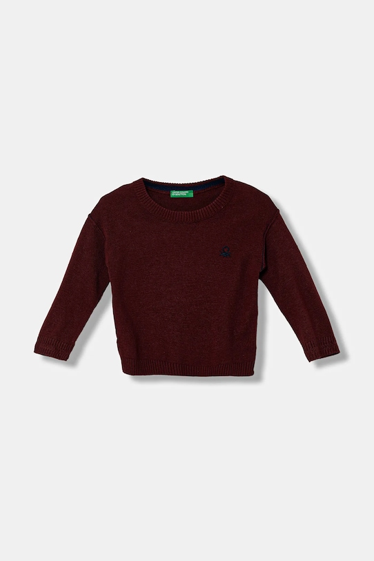 United Colors of Benetton pulover de lână pentru copii uni burgundia 1041H1025.P.Season.9BYA