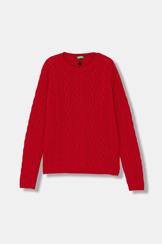 United Colors of Benetton sweter z dodatkiem wełny dziecięcy średniej grubości czerwony 1344C107G.G.reproposed