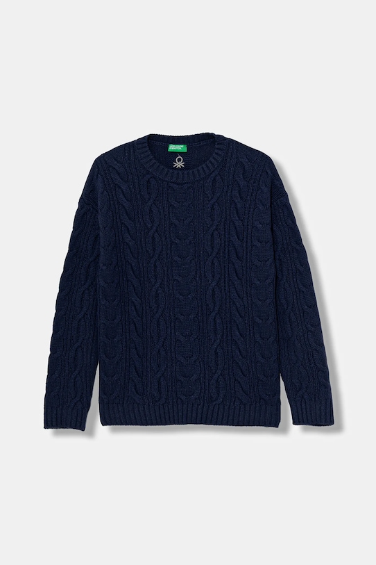 United Colors of Benetton sweter z dodatkiem wełny dziecięcy średniej grubości granatowy 1344C107G.G.reproposed