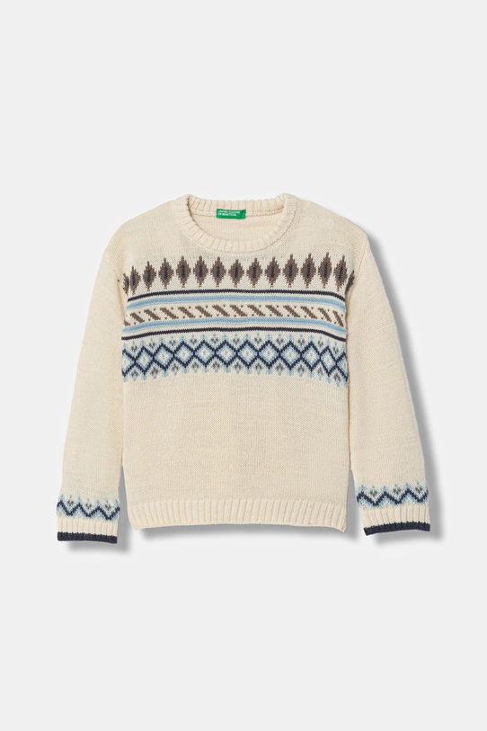 Παιδικό πουλόβερ με προσθήκη μαλλιού United Colors of Benetton λεπτό μπεζ 1PF6H1030.P.Seasonal