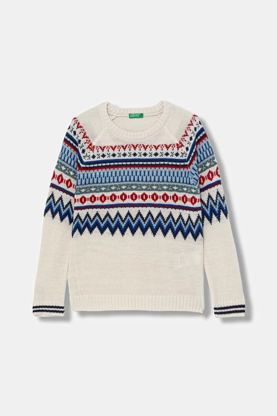 Pulover s dodatkom vune United Colors of Benetton Planet friendly bež 1PF6Q109R.G.Seasonal