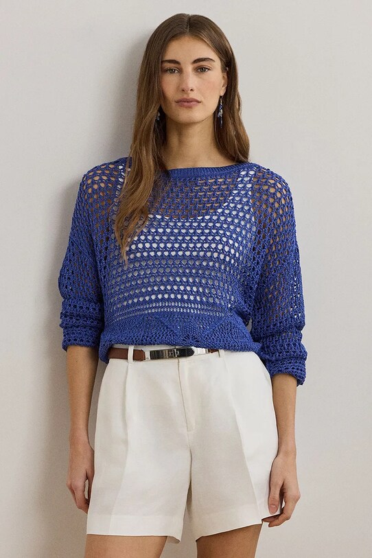Lauren Ralph Lauren sweter lniany pozostałe niebieski 200971146