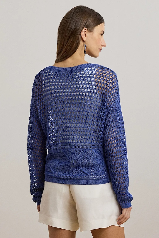 Lněný svetr Lauren Ralph Lauren 200971146 modrá AW25