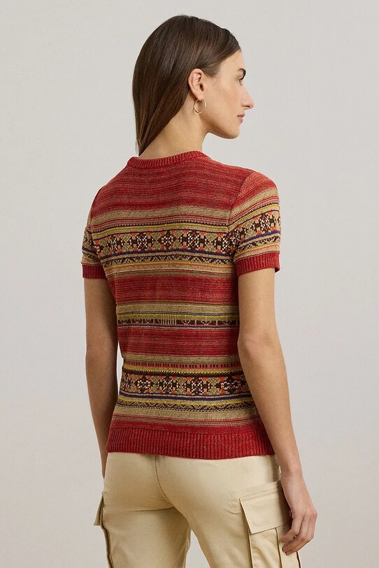 Lauren Ralph Lauren sweter z domieszką lnu 200971321 czerwony AW25