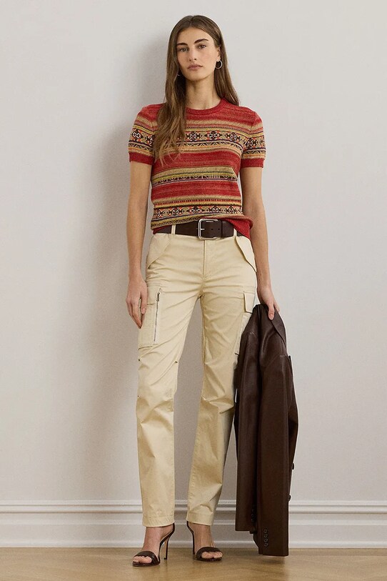 Odzież Lauren Ralph Lauren sweter z domieszką lnu 200971321 czerwony
