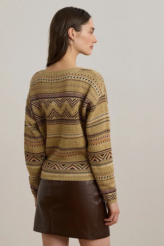 Lauren Ralph Lauren sweter z domieszką lnu 200971322 beżowy AW25