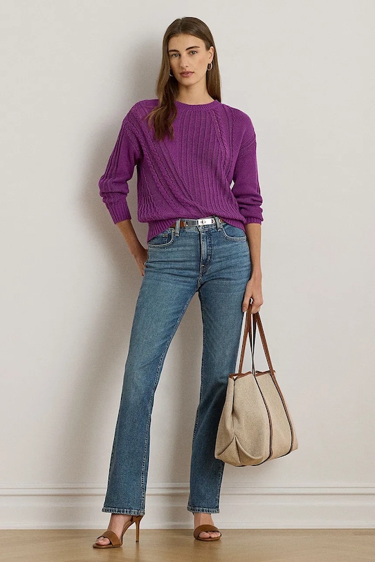 Одежда Хлопковый свитер Lauren Ralph Lauren 200971433 фиолетовой