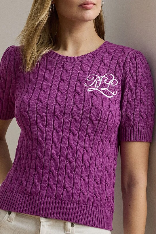 Lauren Ralph Lauren sweter bawełniany fioletowy 200976989