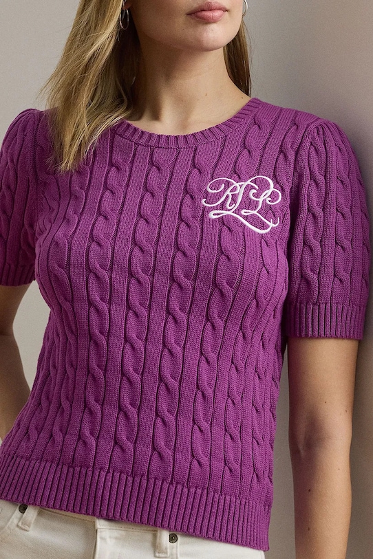 Lauren Ralph Lauren sweter bawełniany fioletowy 200976989