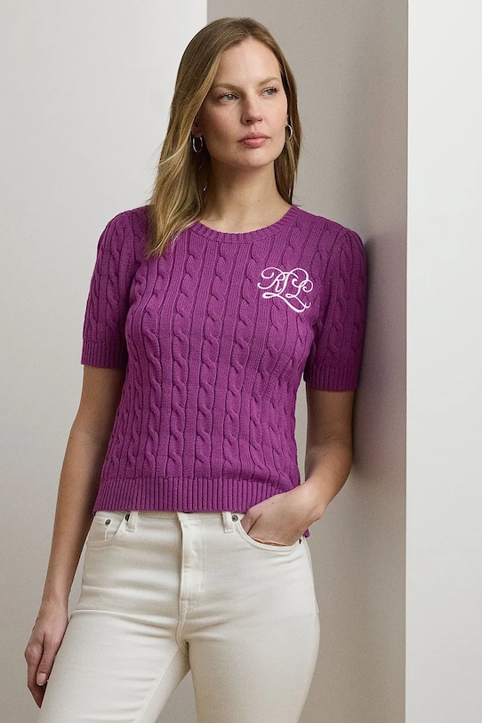 Lauren Ralph Lauren sweter bawełniany 200976989 fioletowy