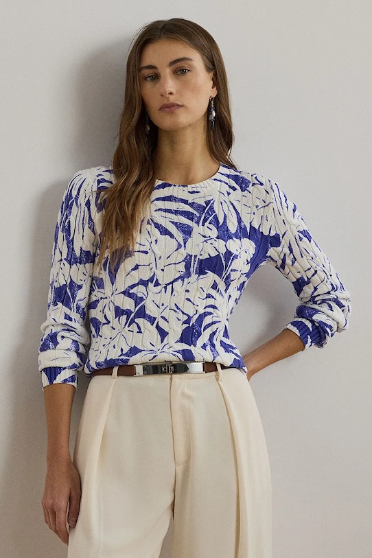 Lauren Ralph Lauren pulover de bumbac grosime medie alb 200971174