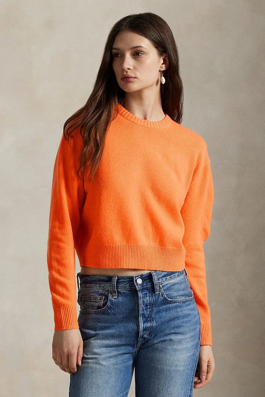 Светр з вовною Polo Ralph Lauren середньої щільності помаранчевий 211914515