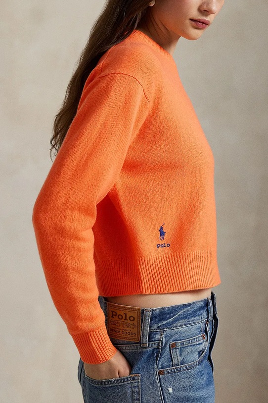 Μάλλινη μπλουζα Polo Ralph Lauren πορτοκαλί 211914515