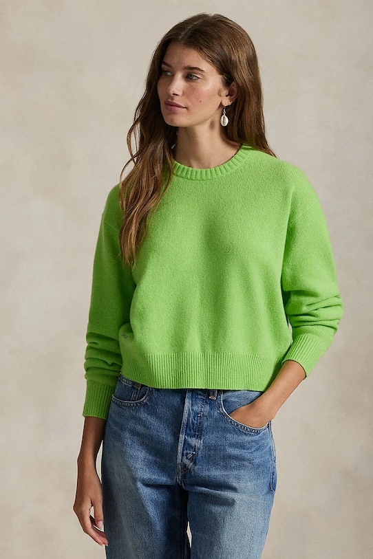 Μάλλινη μπλουζα Polo Ralph Lauren στρογγυλό πράσινο 211914515