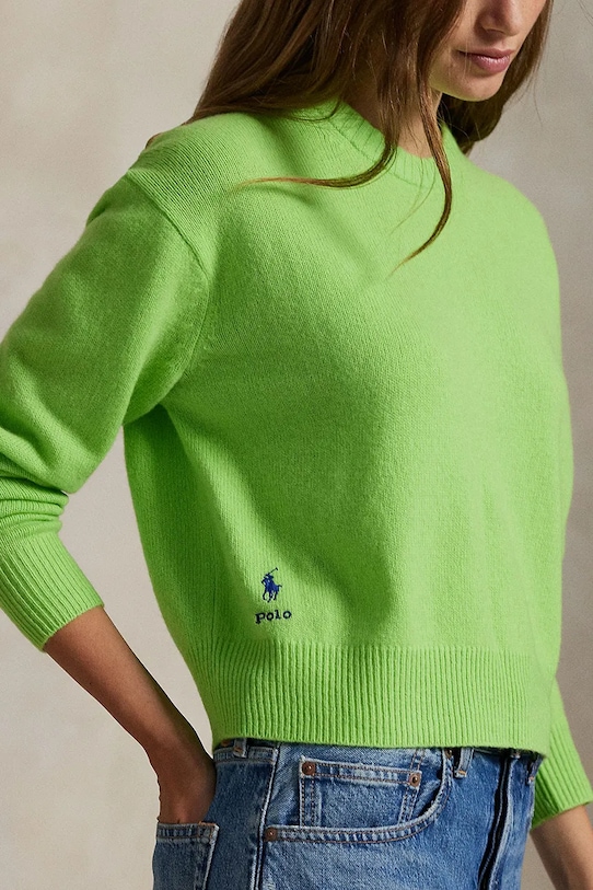 Μάλλινη μπλουζα Polo Ralph Lauren πράσινο 211914515