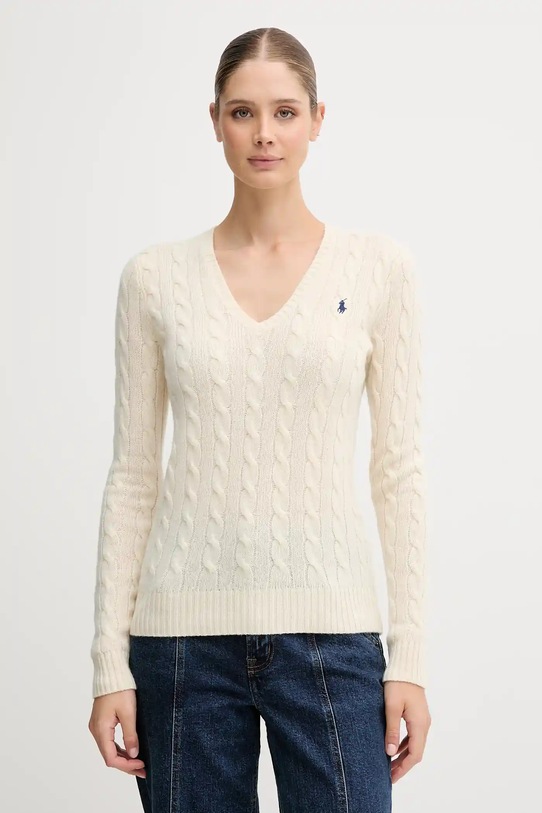 Πουλόβερ Polo Ralph Lauren μυτερό άκρο μπεζ 211971866