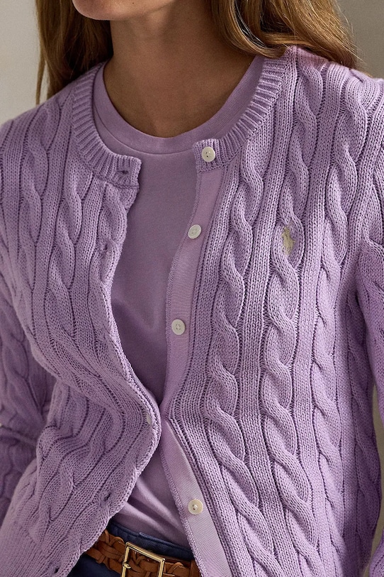 Polo Ralph Lauren kardigan bawełniany fioletowy 211971868