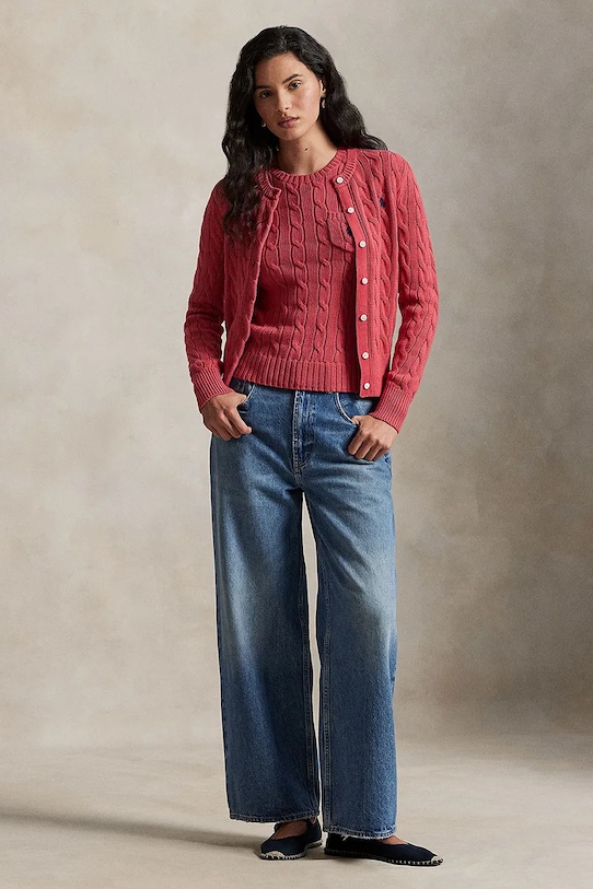 Odzież Polo Ralph Lauren kardigan bawełniany 211971868 czerwony