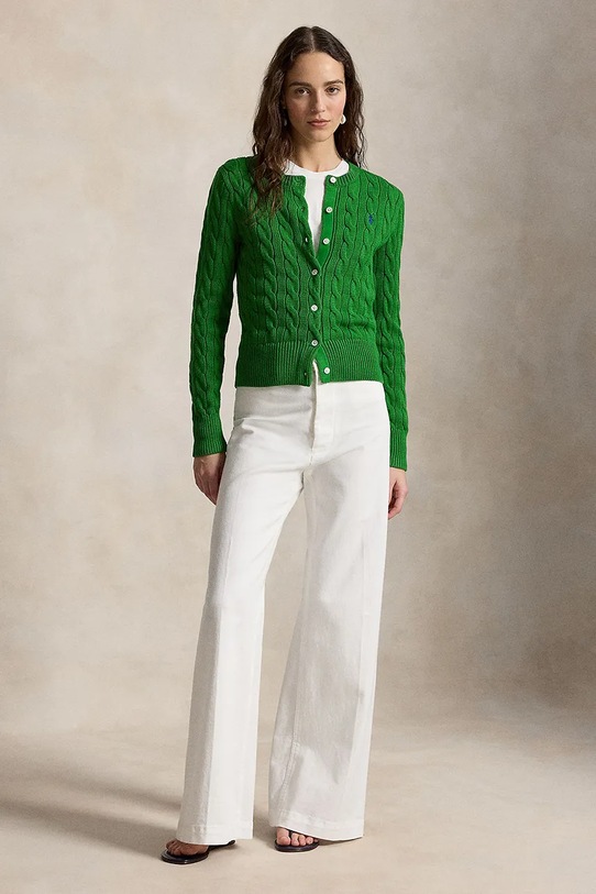 Oblačila Polo Ralph Lauren kardigan ženski bombažen 211971868 zelena