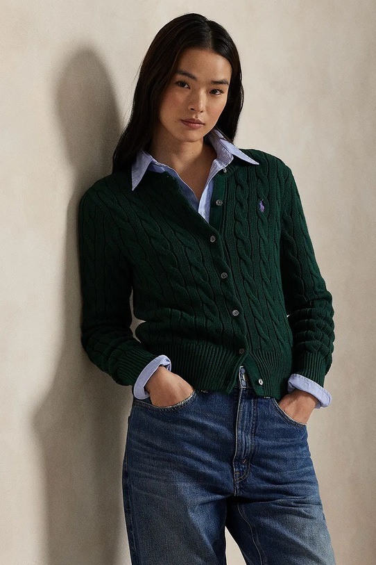 Βαμβακερή ζακέτα Polo Ralph Lauren 211971868 πράσινο