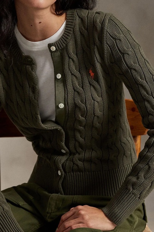 Polo Ralph Lauren kardigan bawełniany 211971868 zielony