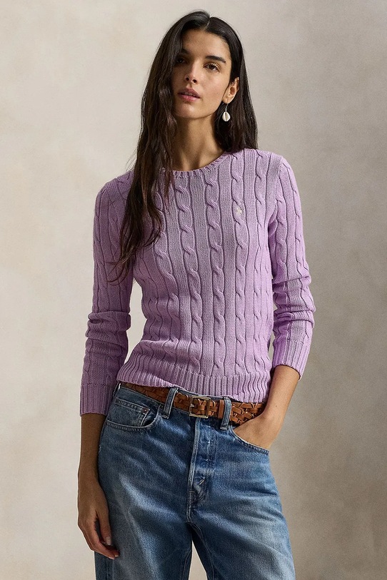 Polo Ralph Lauren sweter bawełniany bawełna fioletowy 211971869