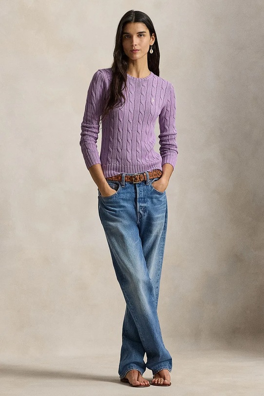 Odzież Polo Ralph Lauren sweter bawełniany 211971869 fioletowy