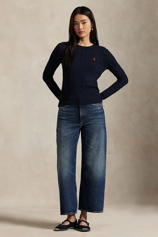 Odzież Polo Ralph Lauren sweter bawełniany 211971869 granatowy