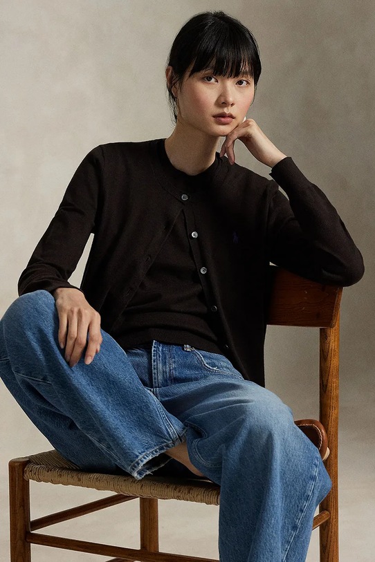 Polo Ralph Lauren cardigan colletto abbottonato marrone 211971871