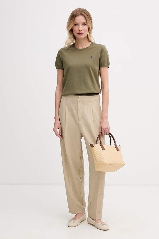 Polo Ralph Lauren sveter s krátkym rukávom dámsky s bavlnou 211971872 zelená SS26