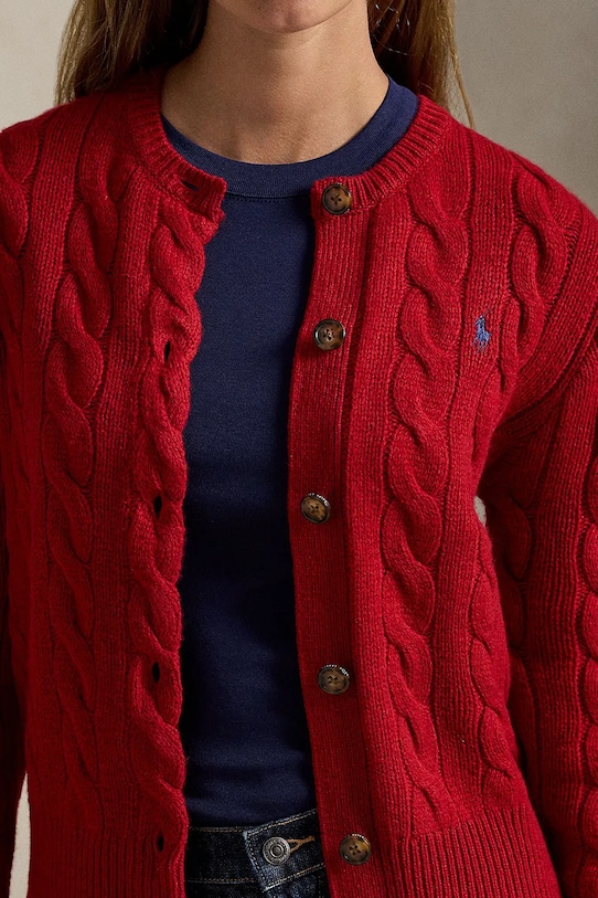 Polo Ralph Lauren kardigan wełniany czerwony 211972104